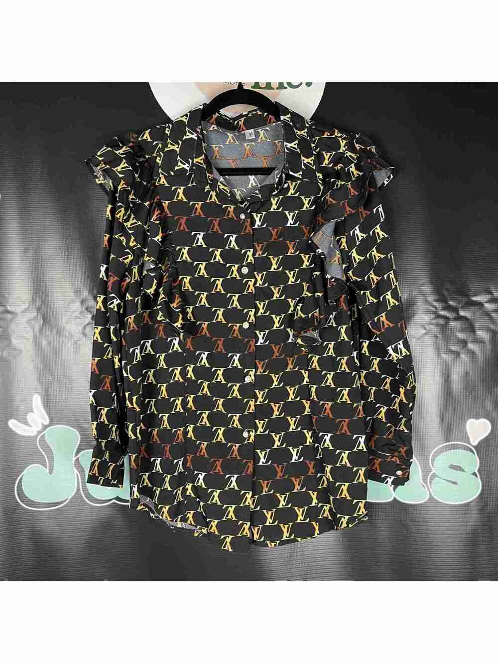 Monogram Print Long-Sleeve Shirt